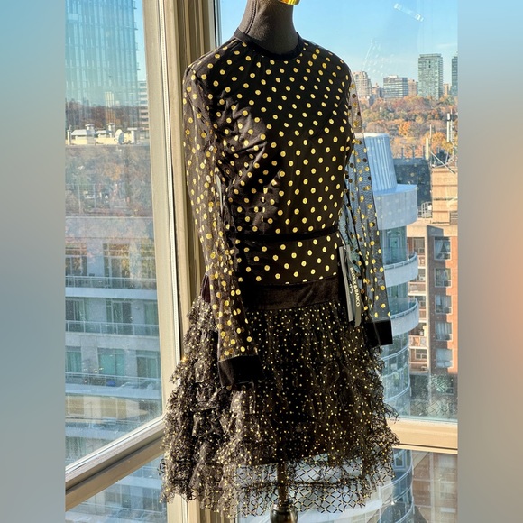 🆕 BRONX & BANCO 🧿 NWT Suns Mesh & Velvet Fit & Flare Mini Dress - Sz L - US 8 - Picture 6 of 16